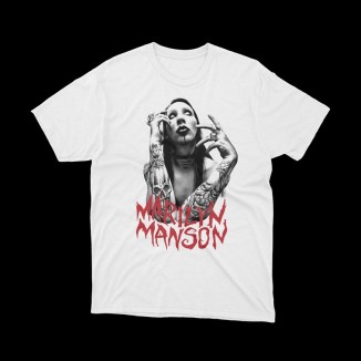T-shirt Bianca Marilyn Manson - L'Icona dell'Industria Musicale | vrzshop