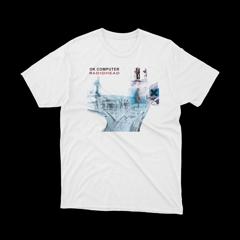 T-shirt bianca Radiohead - ok computer