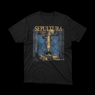 T-shirt Nera Sepultura "Chaos A.D." - Icona del Metal Brasileiro
